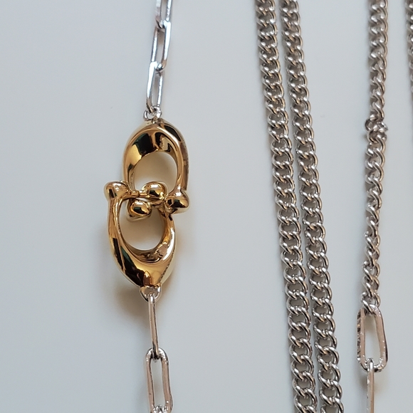 Coach Mixed Chain Signature C Long Station Necklace - Picture 3 of 6